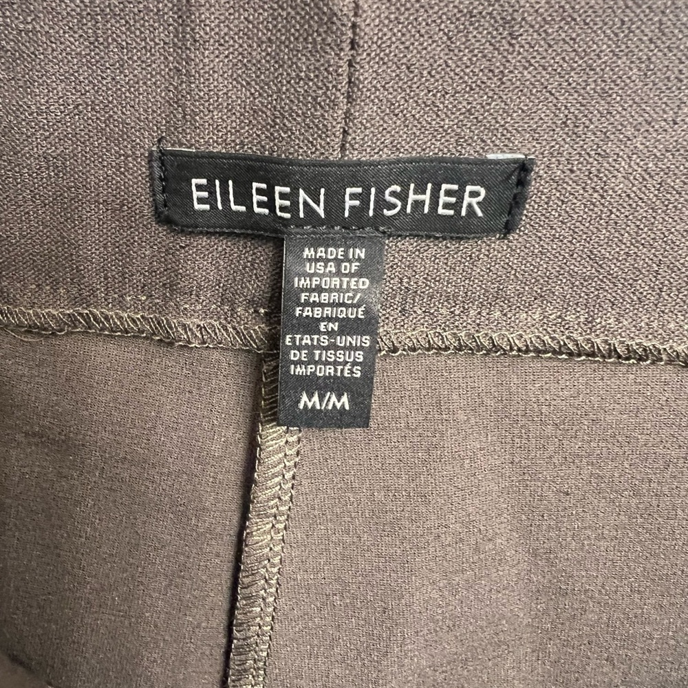 Eileen Fisher Washable Crepe Pull-On Pants Seamed Wren Straight Leg Pockets Med - Picture 3 of 9